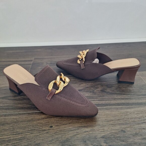 NWOT New Bella Brown Mules Size 8 Preppy Fall Chic - Picture 2 of 7